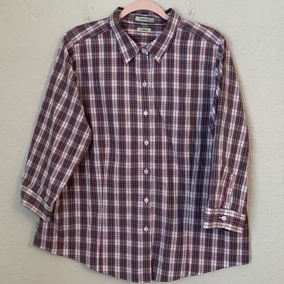 L.L.Bean Plaid Cotton Shirt Women’s Size L - Picture 1 of 10
